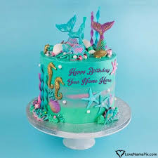 free ocean birthday cake edit with name