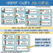Classroom Jobs Printable Helper Chart Responsibility Classroom Management