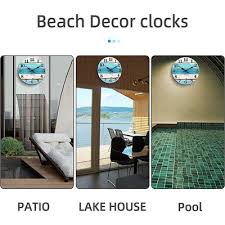 Beach Themed Blue Wall Clock Battery