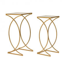 Glitzhome Gold Metal Nesting Accent End