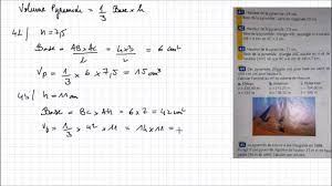 MonPlanMaths : Calcul volume d'une pyramide à base carré et triangle -  collège 4ème - YouTube