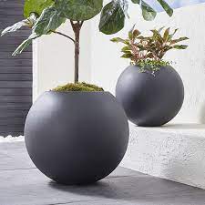 Dark Gray Outdoor Sphere Planters The
