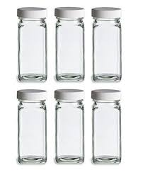 6 Oz French Square Glass Spice Jars