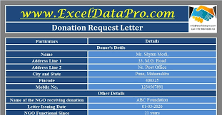 donation request letter excel