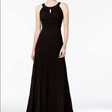 Macy S Sangria Black Sleeveless Keyhole Gown Dress