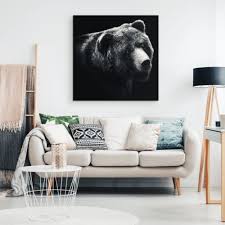Black And White Bear Photo Print Canvas