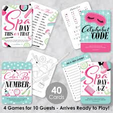 big dot of happiness spa day 4 s makeup party games 10 cards each gamerific bundle