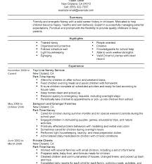 Resume Babysitter Resume For A Nanny Sample Nanny Resume Cover