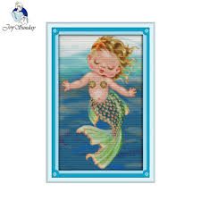 Us 15 2 49 Off Joy Sunday Figure Style The Little Mermaid Cross Stitch Conversion Chart For Fabric Needlepoint Online Stores In Package From Home