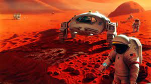 scifi astronaut e mars rover 4k