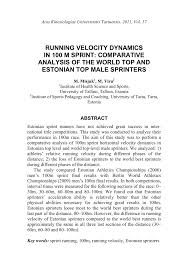 pdf running velocity dynamics in 100 m