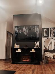 Black Wall Fireplace Tv Stand
