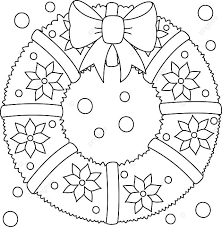 christmas wreath coloring page for kids