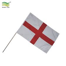 The english flag is a white background with a centered red cross. China Hand Waving England Flag With Wooden Pole A Nf01f03012 China England Flag And Hand Waving Flag Price