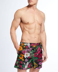 Men's Floral-Print Camo Swim Trunks