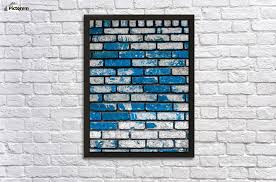 Brick Wall Background In Blue And White