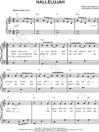 Free printable sheet music for hallelujah chorus from messiah by george frideric handel for easy/level 3 piano solo. Leonard Cohen Hallelujah Sheet Music Easy Piano In C Major Transposable Download Print Sku Mn0115783