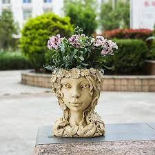 Happy L Goddess Face Planters Pots Head