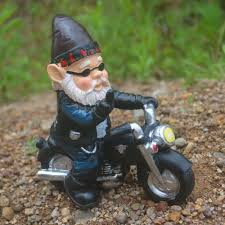 Gnome Riding Motorcycle Statue