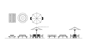 picnic tables free autocad block