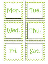 Lime Green Chevron Pocket Chart Calendar Cards