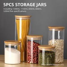 5pcs Glass Storage Jars With 24 Labels