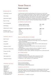 Student Entry Level Intern Resume Template