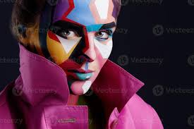 creative pop art makeup on her face
