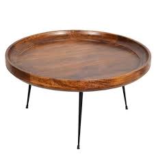Round Wood Coffee Table With Metal Legs