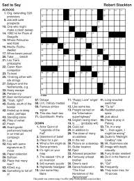 Typically clues appear outside the grid, divided into an across list and a down list; Printable Daily Crossword Puzzle Sadtosay Large Usa Today Puzzles For Usa Today Free Printable Crossword Puzzles Printable Crossword Puzzles Crossword Puzzles