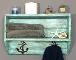 Nautical Bathroom Wall Shelf With Hooks