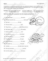 He has been absent since last week. Prepositions 6th Grade Reading Skills Printable Skills Sheets