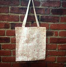 hand painted flower cotton tote bag