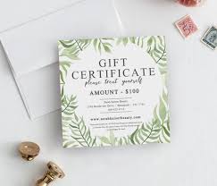 Leaf Design Editable Gift Certificate Instant Download Editable Business Template Printable Gift Card Gift Voucher Store Credit