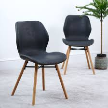 Charcoal grey dining chair waxed faux leather metal legs modern kitchen soho. Durada Set Of 2 Dining Chairs Dark Grey