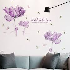Purple Flowers Wall Stickers Wallpaper