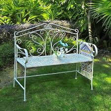 Glamhaus Metal Garden Bench Patio Seat