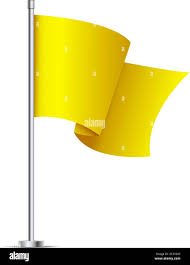 3d-schwenkende gelbe Flagge isoliert auf weißem Hintergrund  Stock-Vektorgrafik - Alamy