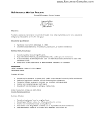 Sample Resume Maintenance Worker Under Fontanacountryinn Com