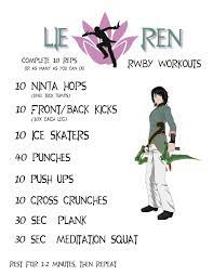 RWBY Workouts: Lie Ren - Train like Ren and be the ninja you've always  wanted to be with this RWBY inspired HIIT workout routine… | Hiit workout  routine, Hiit, Rwby