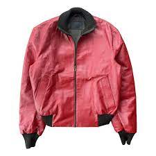 Leather jacket Prada Red size 50 IT in ...
