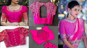 latest pink saree blouse designs ideas