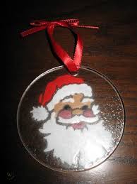 Peggy Karr Art Glass Santa Ornament
