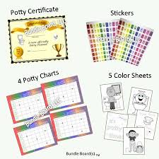 Potty Training Chart Training Certificate Multi Color 4 Sheets For 4 Weeks Of Training Stickers And Coloring Sheets