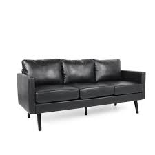 Straight Cognac Brown Black Sofa 109030