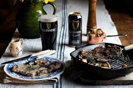 grilled steak with guinness peppered