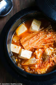 y kimchi tofu mushroom egg soup