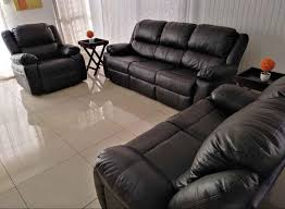 genuine leather recliners 3 piece black