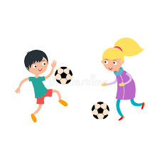 Young Child Boy and Girl Playing Football Vector Illustration Stock Vector - Illustration of recreation, goal: 83062158