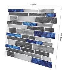 Using a wallpaper squeegee to smooth out creases and wrinkles, adhere the front side of the wet fabric to the back of the acrylic sheet. Art3dwallpanels 12 In X 12 In Peel And Stick Backsplash Tile For Kitchen Self Adhesive Blue Marble Wall Tile 10 Sheets H17hd011 The Home Depot